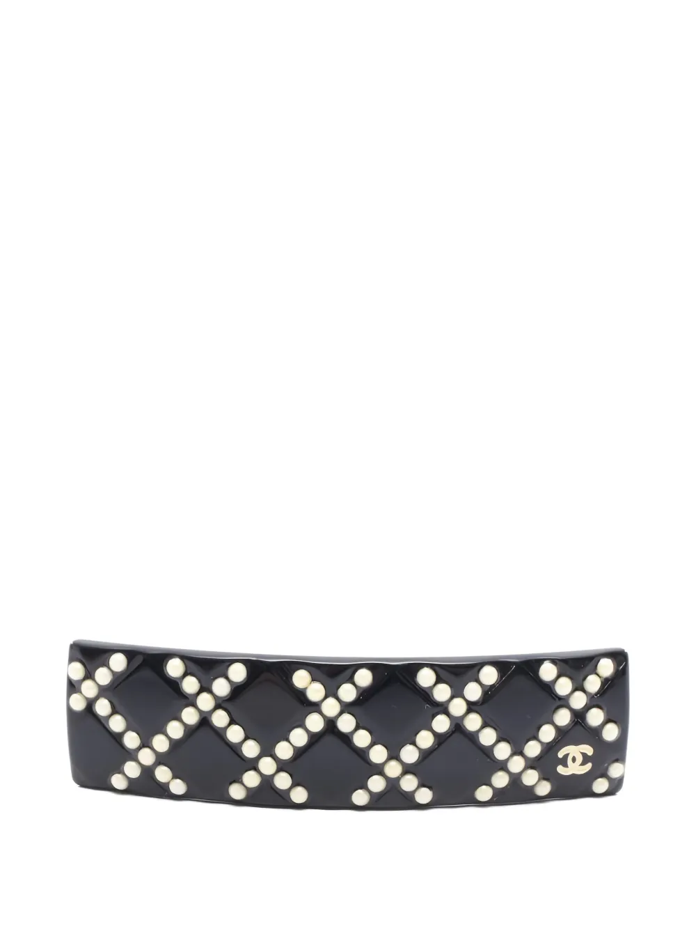 Pre-owned Chanel 1986 Coco-mark Hair Clip In Black