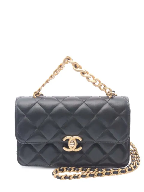 CHANEL Pre-Owned 2021-2025 Small Quilted Lambskin Chain Top Handle Flap satchel