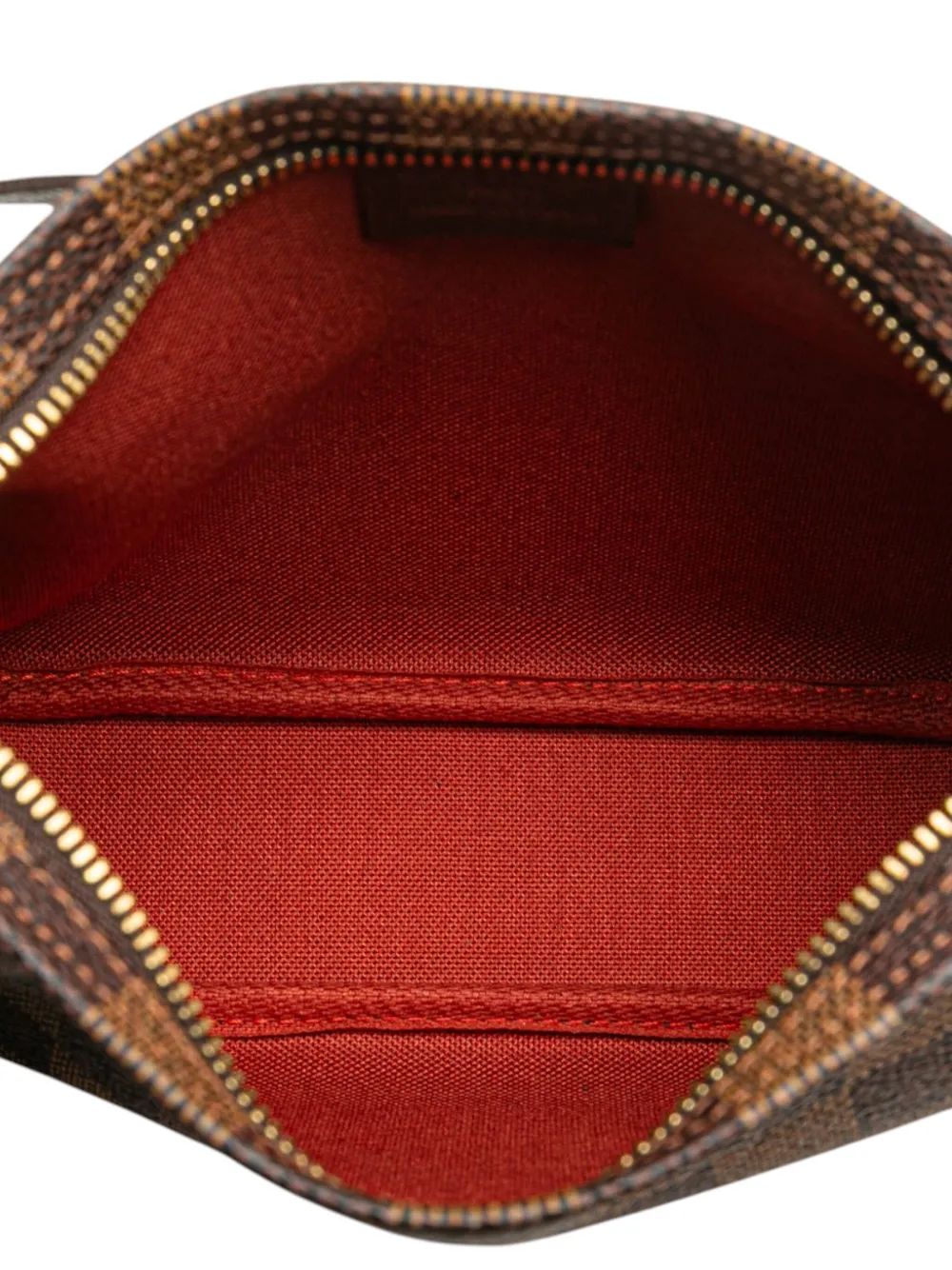 Pre-owned Louis Vuitton 1998 Damier Ebene Trousse Pochette Handbag In Brown