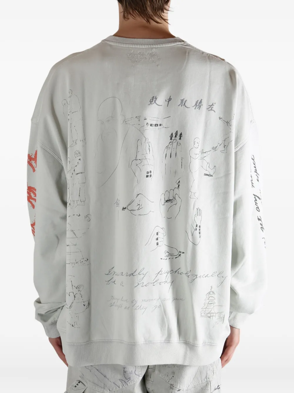 D-r-g-n Meditations Graphic-print Sweatshirt In Neutral