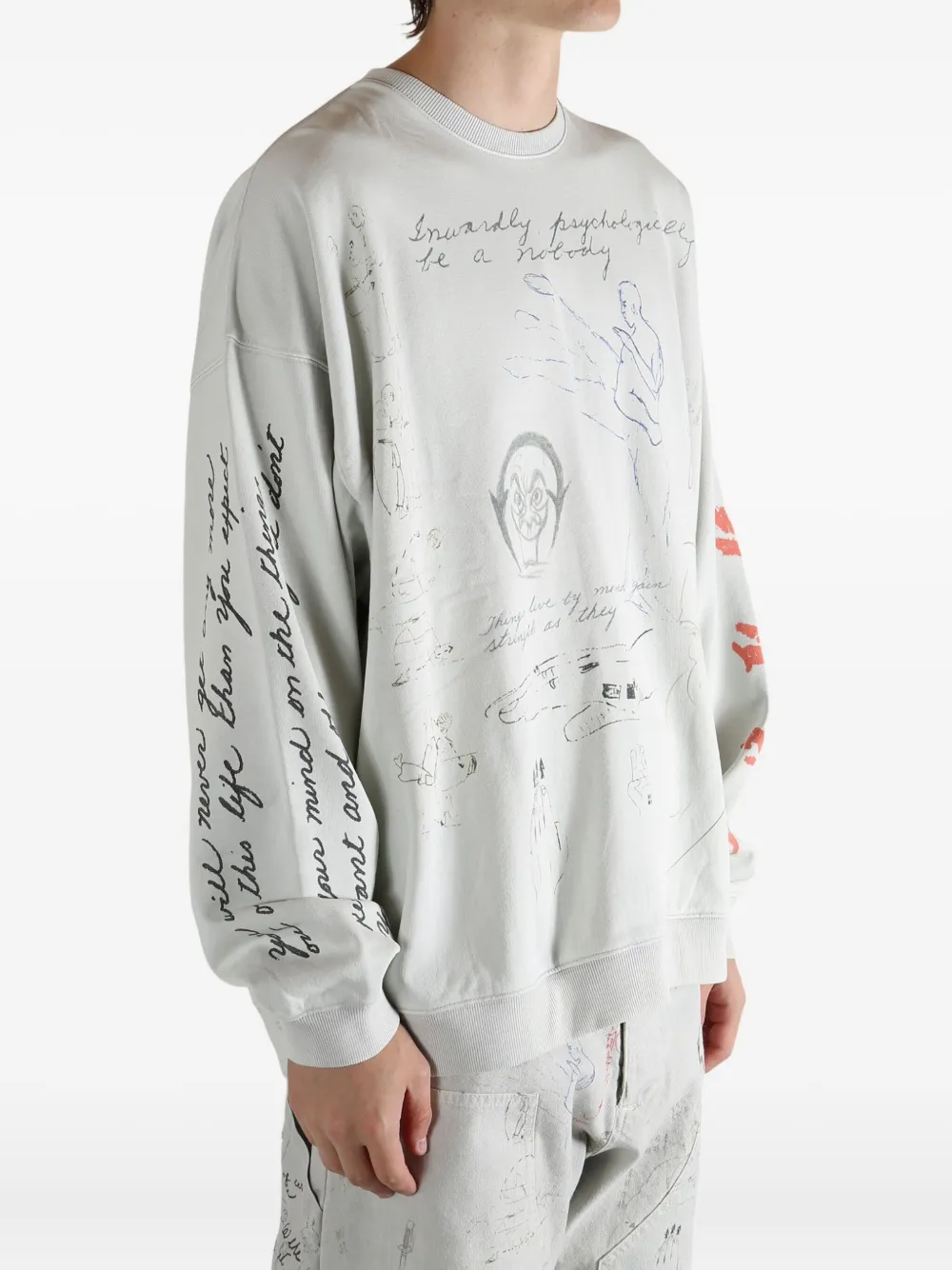 D-r-g-n Meditations Graphic-print Sweatshirt In Neutral