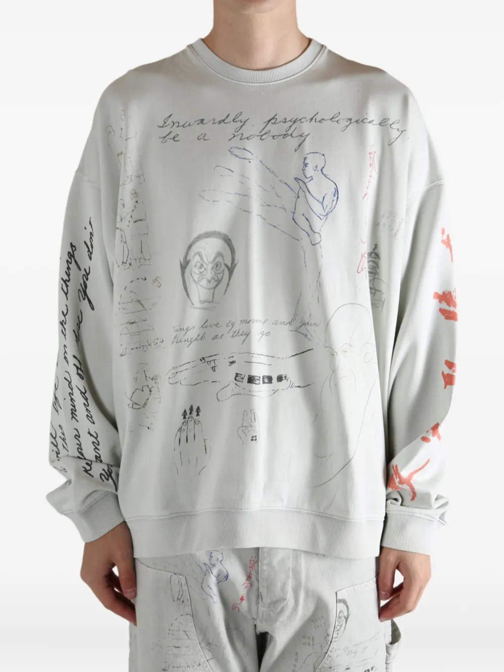 D-r-g-n Meditations Graphic-print Sweatshirt In Neutral