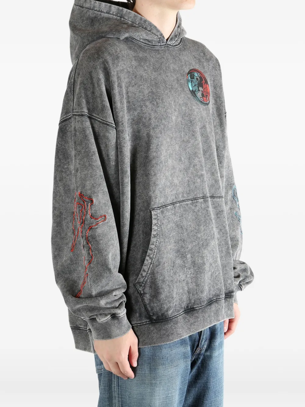  D-r-g-n Counter Embroidered Hoodie - Grey 