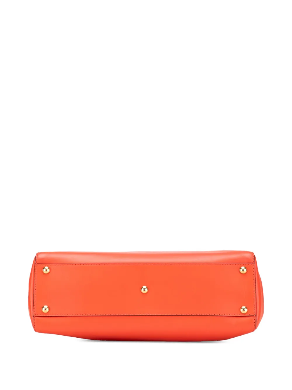 Pre-owned Fendi 2000-2010 Medium Shiny Nappa Peekaboo Iconic Satchel In Orange