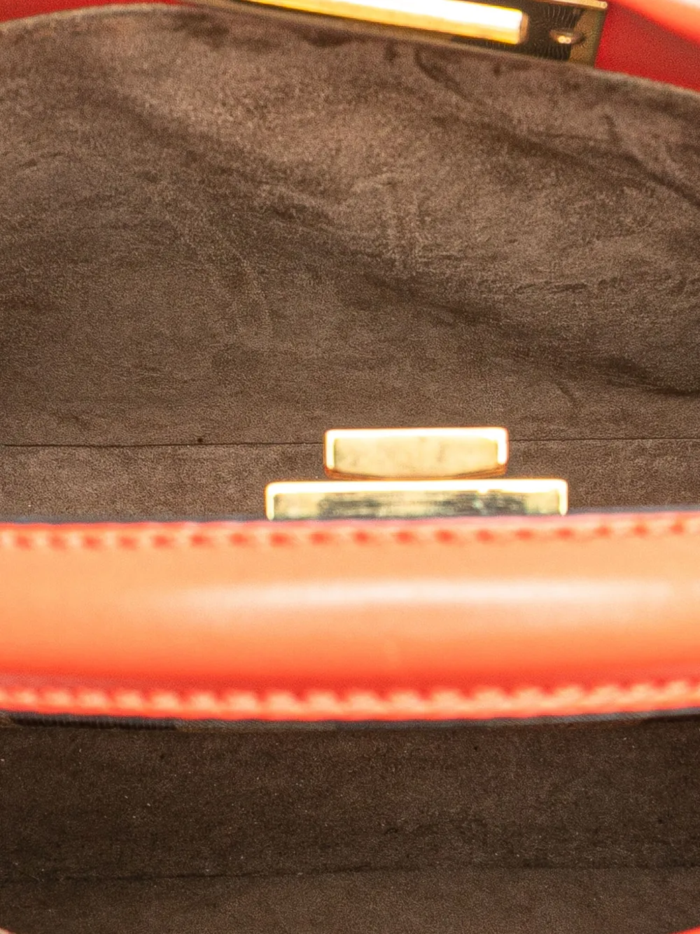 Pre-owned Fendi 2000-2010 Medium Shiny Nappa Peekaboo Iconic Satchel In Orange