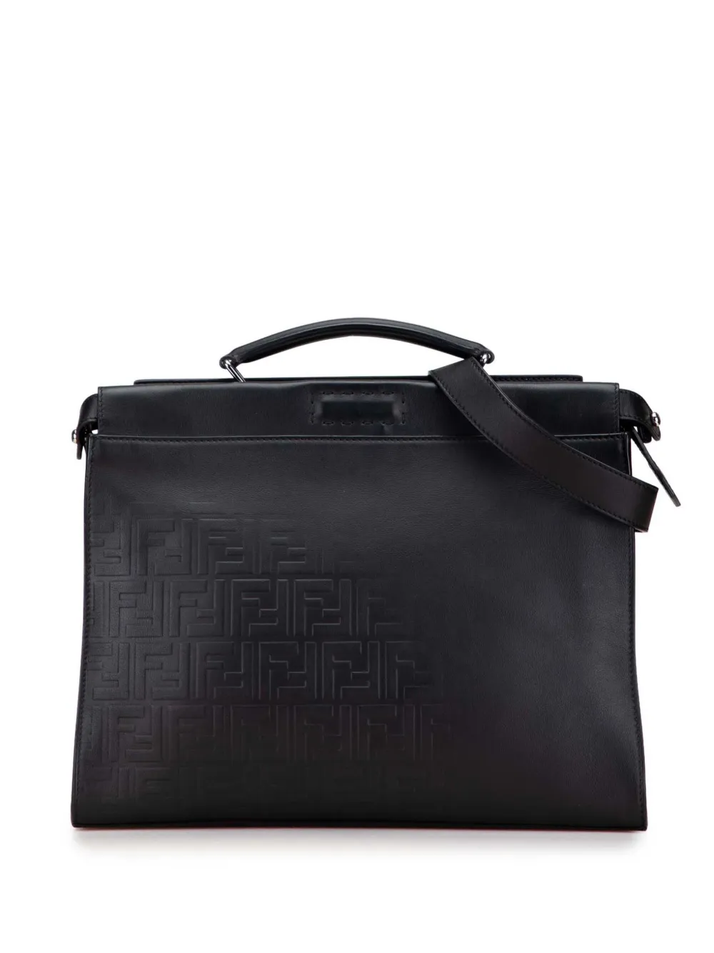 Fendi Pre-Owned 2010-2025 Medium Zucca Embossed Leather Peekaboo Fendi Pre-Owned 2010-2025 Medium Zucca Embossed Leather Peekaboo