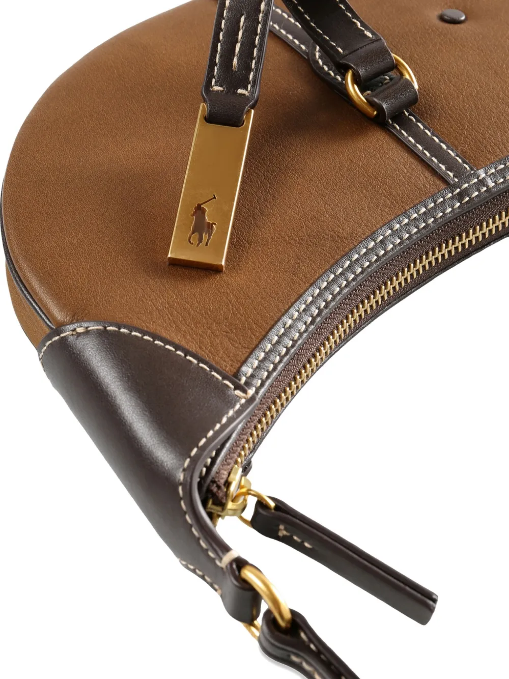 Polo Ralph Lauren Mini Polo Id Contrast-stitch Shoulder Bag In Brown