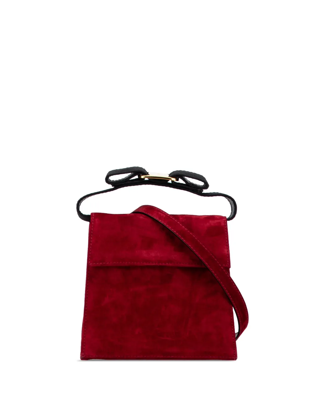 Ferragamo Pre-Owned 1990-2000 Suede Vara Bow satchel - レッド Ferragamo Pre-Owned 1990-2000 Suede Vara Bow satchel - レッド
