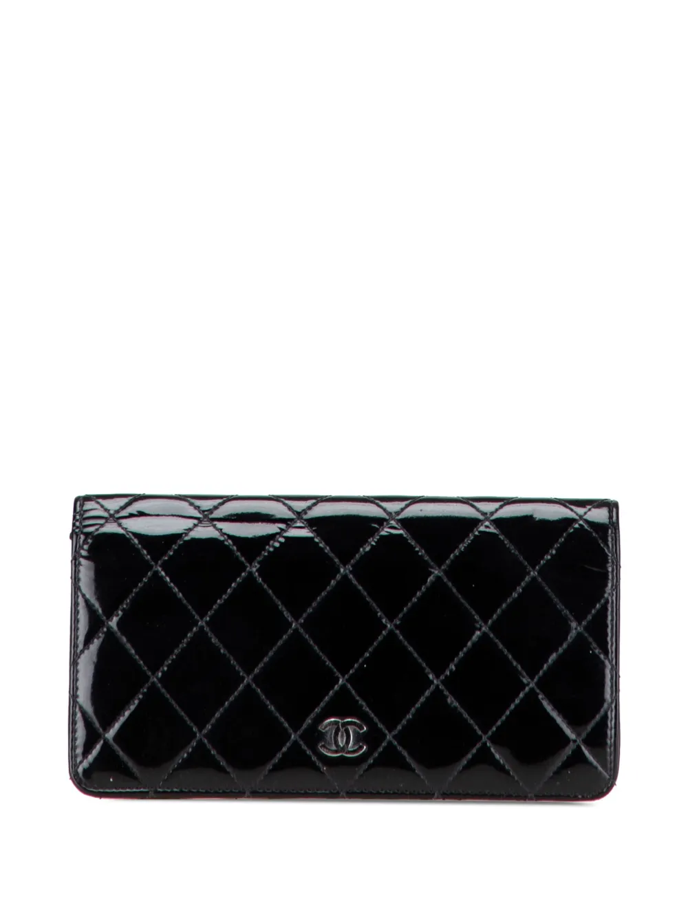 CHANEL Pre-Owned 2012 CC Quilted Patent L Yen Bifold Wallet long wallets | Black | Image 1