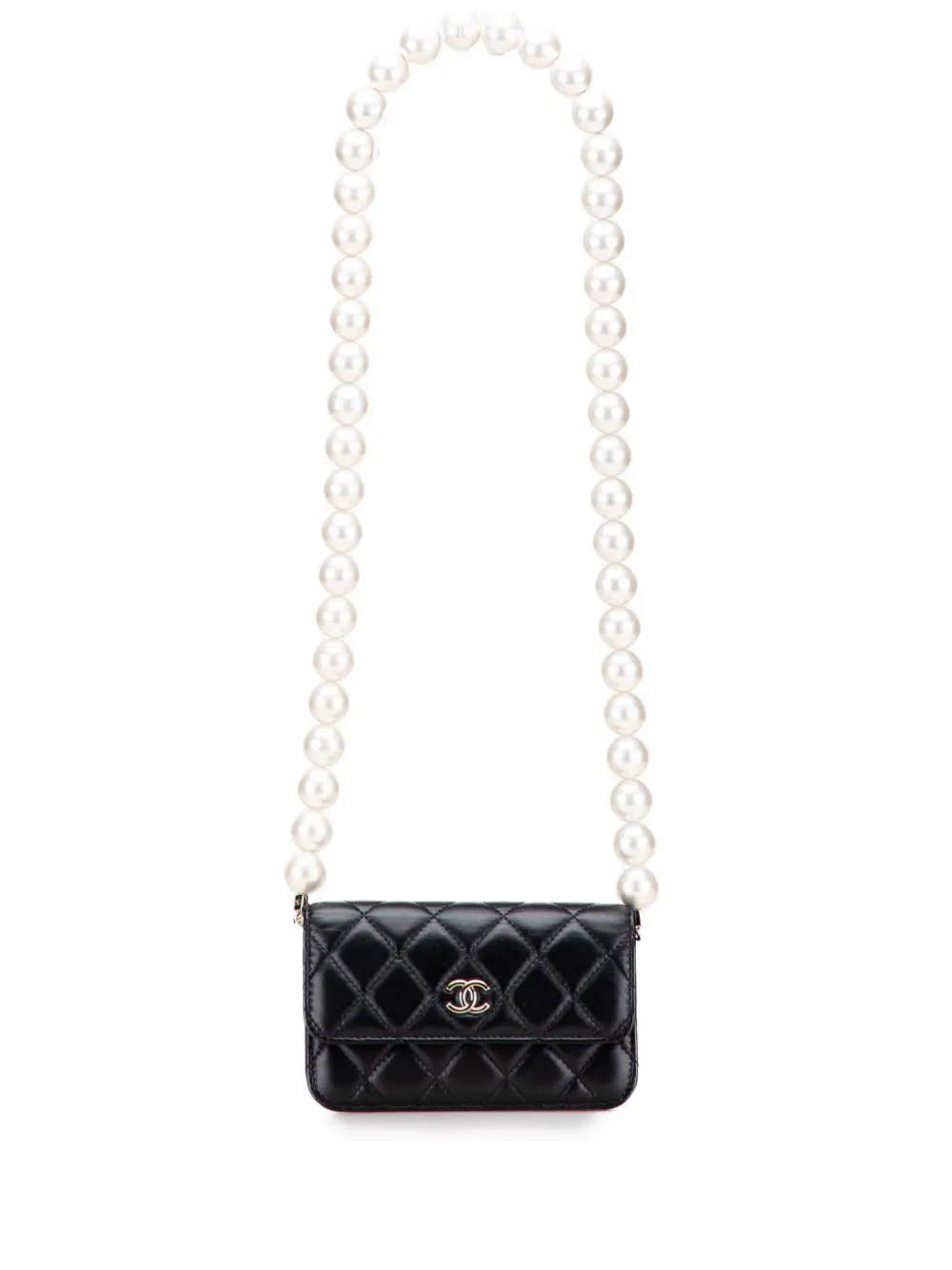 CHANEL Pre-Owned 2021 Quilted Calfskin Maxi Pearls Clutch With Chain CHANEL Pre-Owned 2021 Quilted Calfskin Maxi Pearls Clutch With Chain