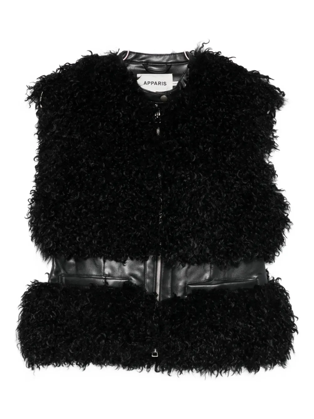 Apparis Faux-fur Sleeveless Jacket In Black