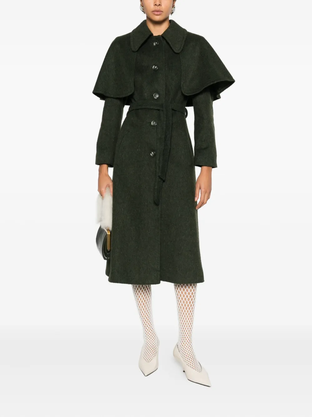 A.N.G.E.L.O. Vintage Cult 1970s jas met cape en ceintuur - Groen