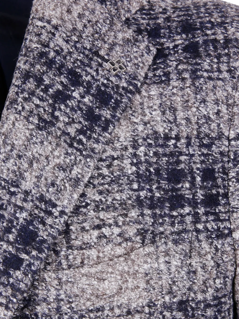 Tagliatore Geruit jack met enkele rij knopen Grijs