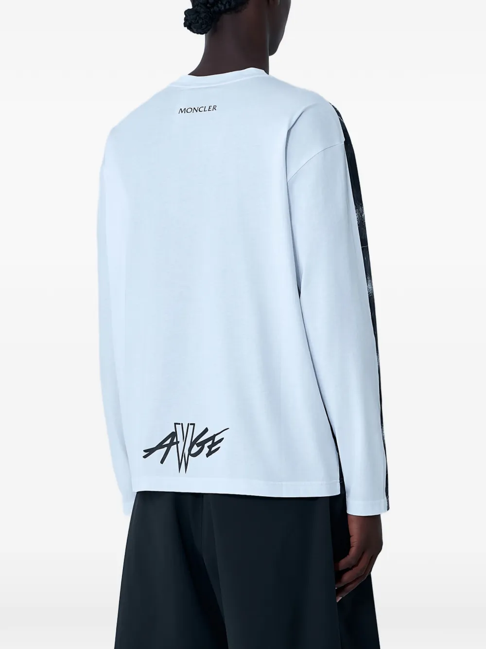 Moncler T-shirt met logoprint en contrasterende vlakken Zwart