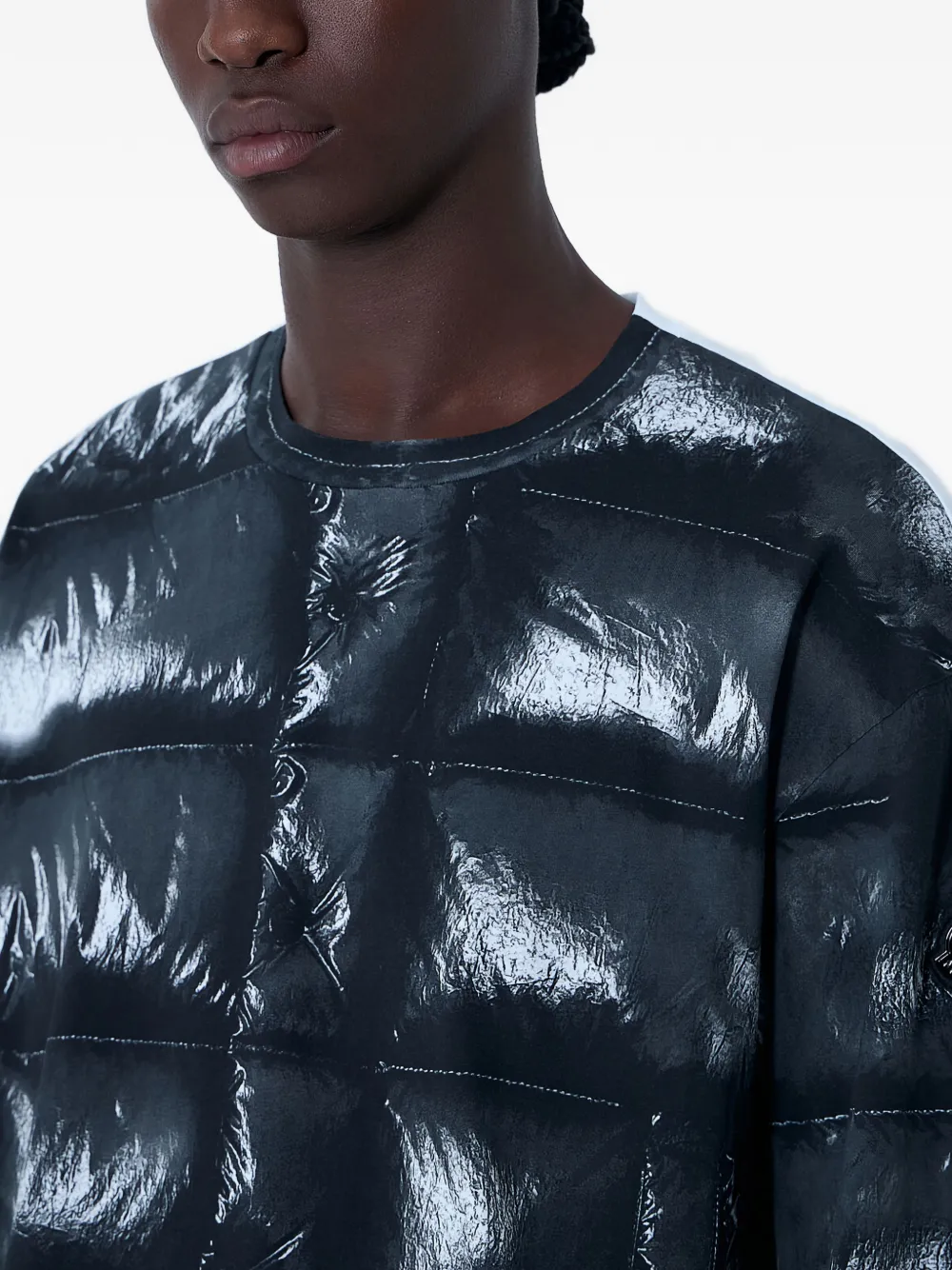 Moncler T-shirt met logoprint en contrasterende vlakken Zwart