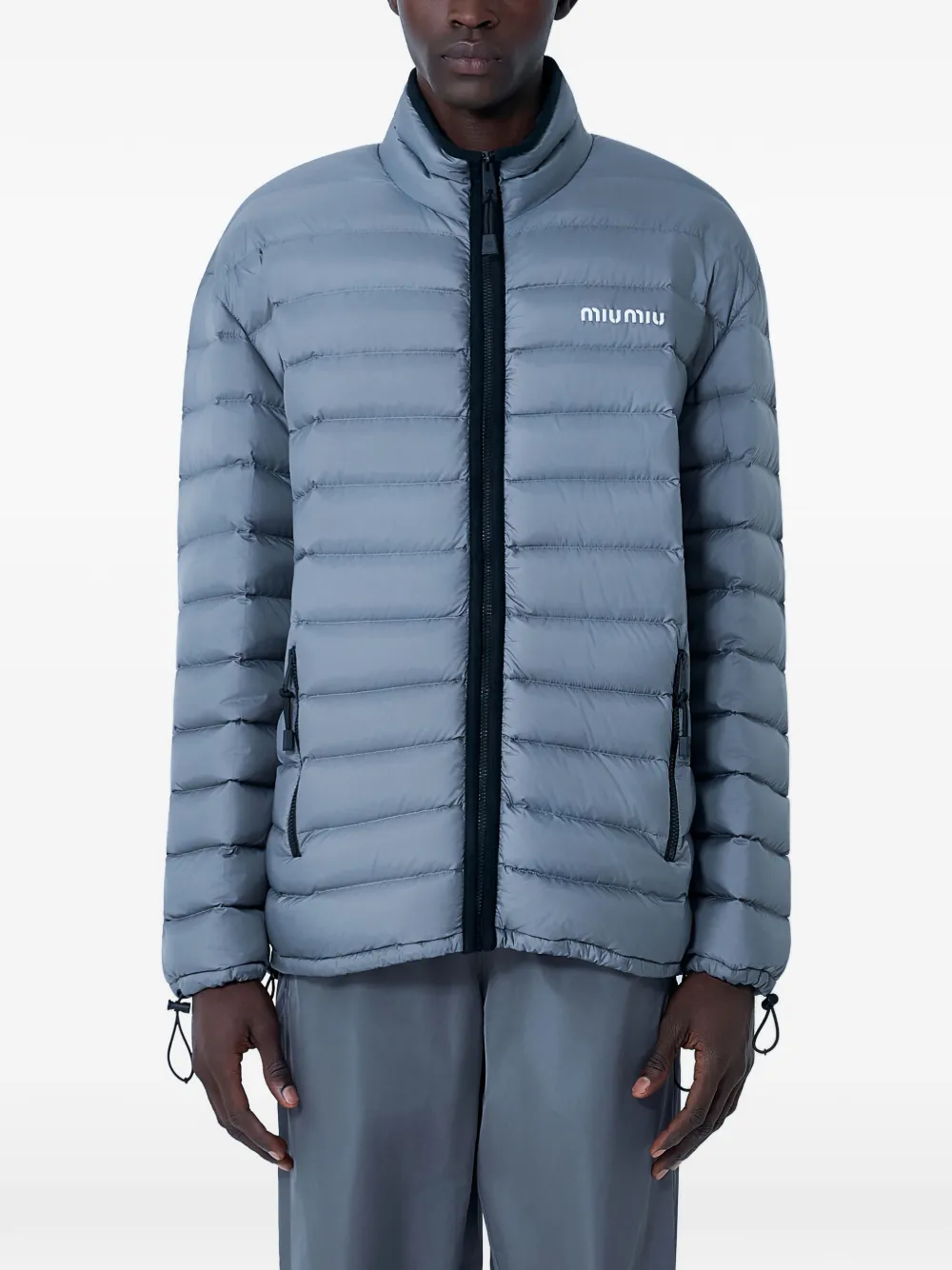 Miu Miu Giacca con logo e zip - Blu