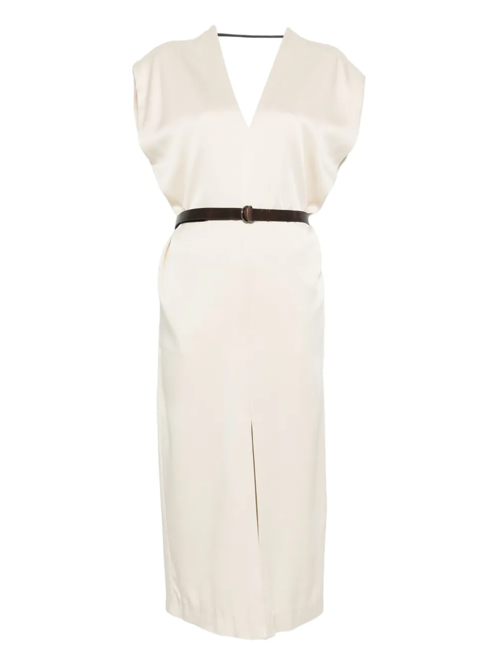 Brunello Cucinelli V-neck Midi Dress In White