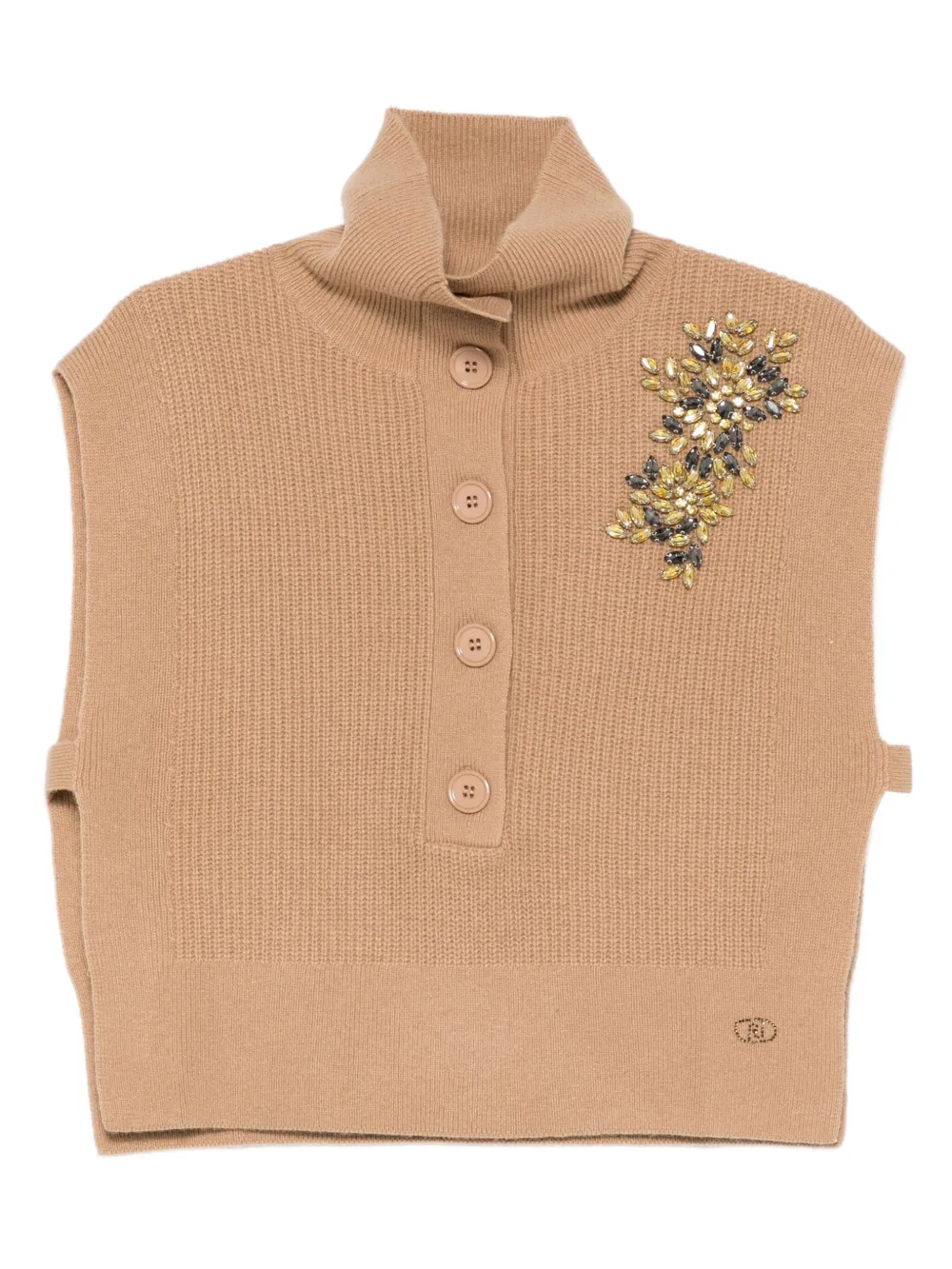 LIU JO crystal-embellished button-up vest - ブラウン LIU JO crystal-embellished button-up vest - ブラウン