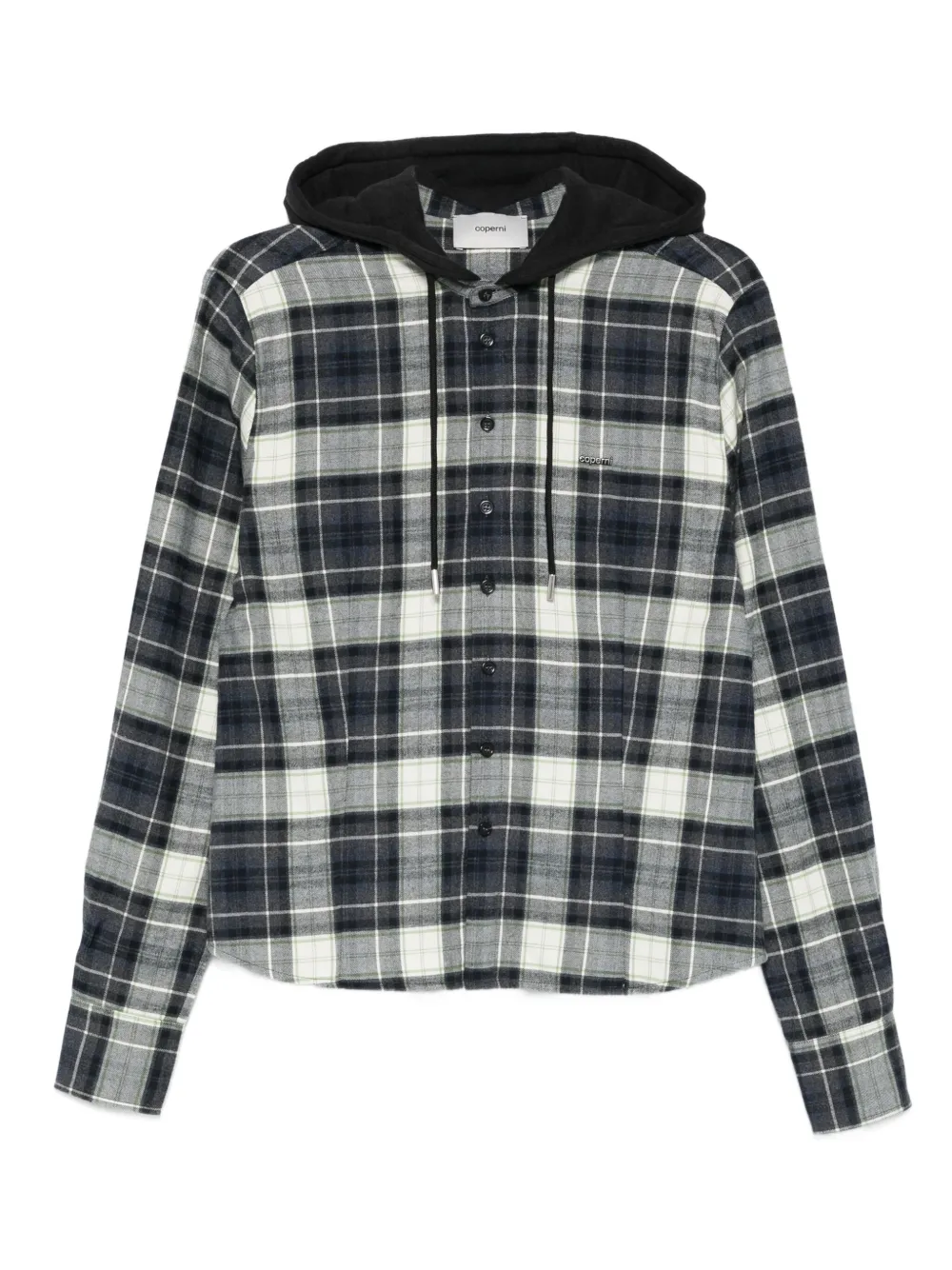 Coperni plaid-pattern hooded shirt - Bianco