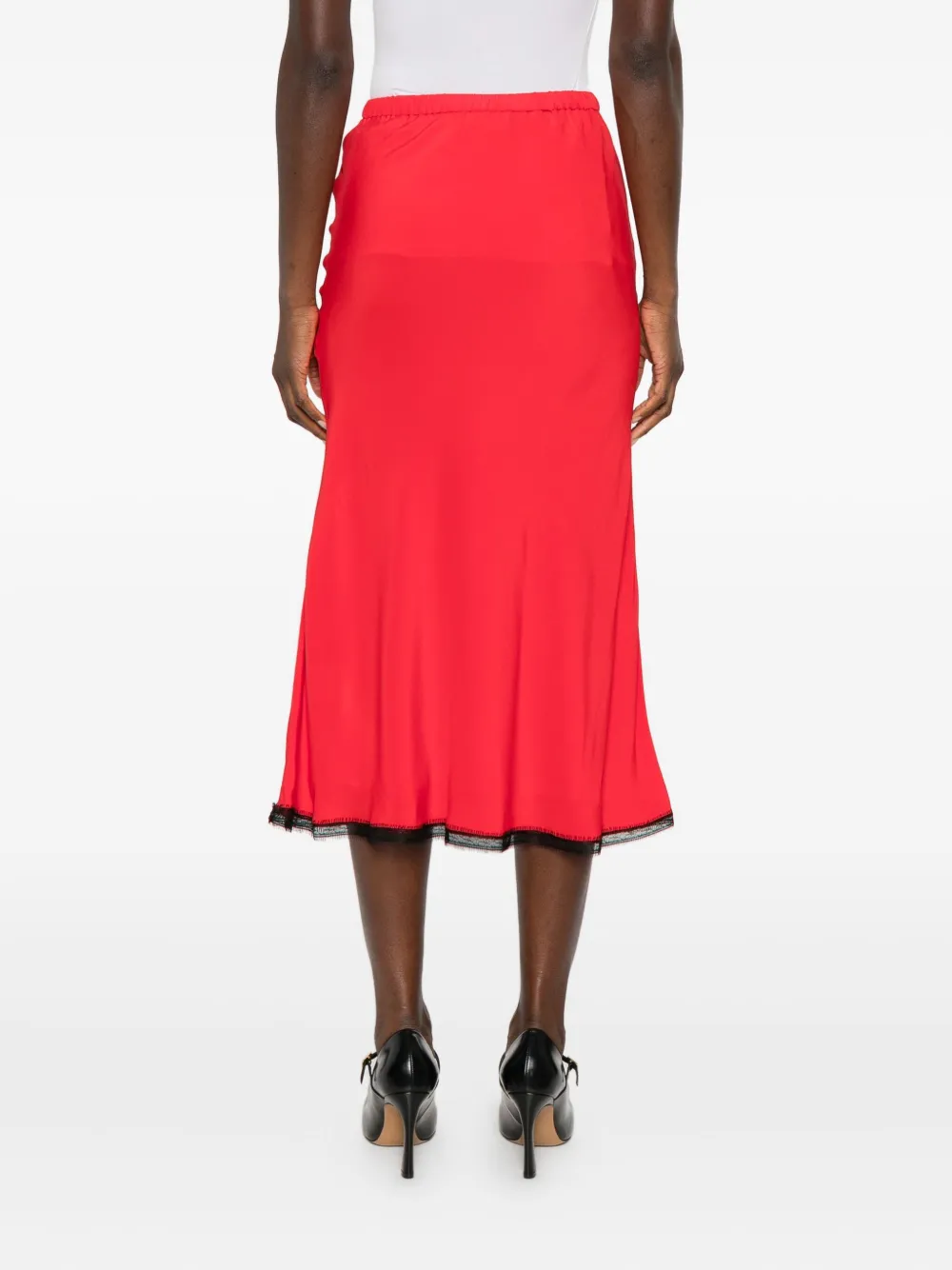 Rochas Bow-trim Midi Skirt In Red