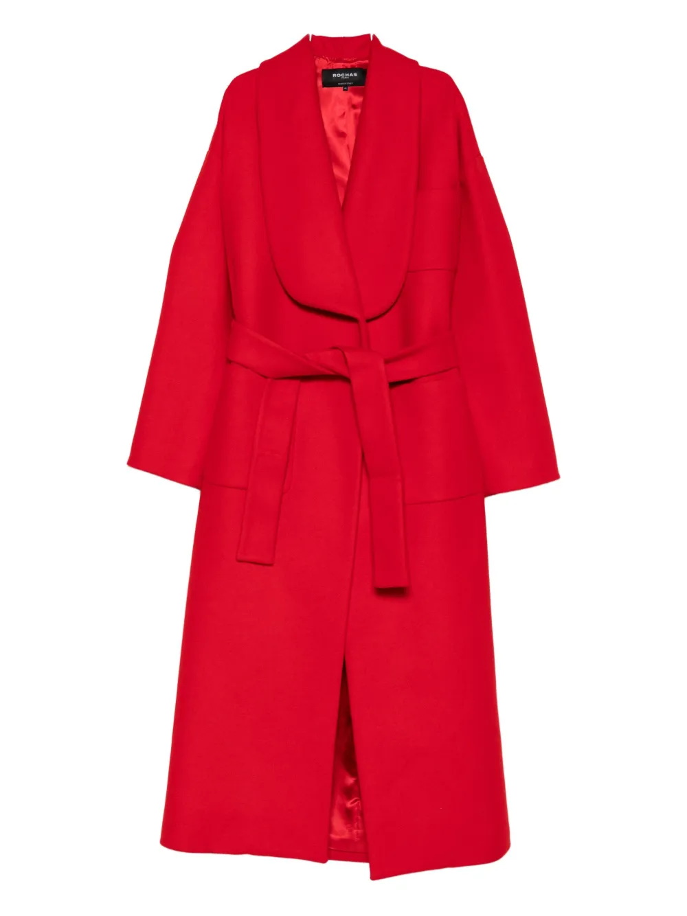 Rochas Belted Coat In Red
