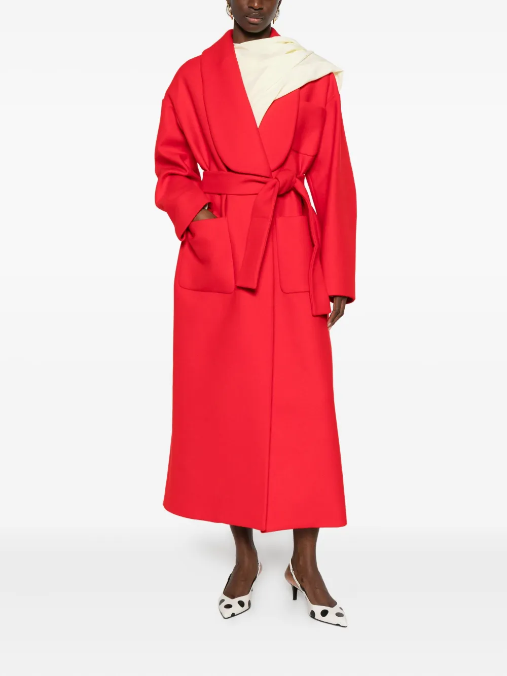 Rochas belted coat - Rood