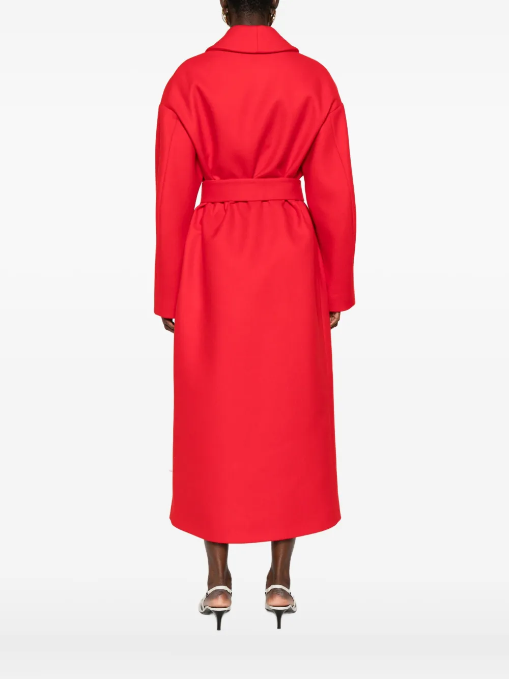 Rochas Belted Coat In Red