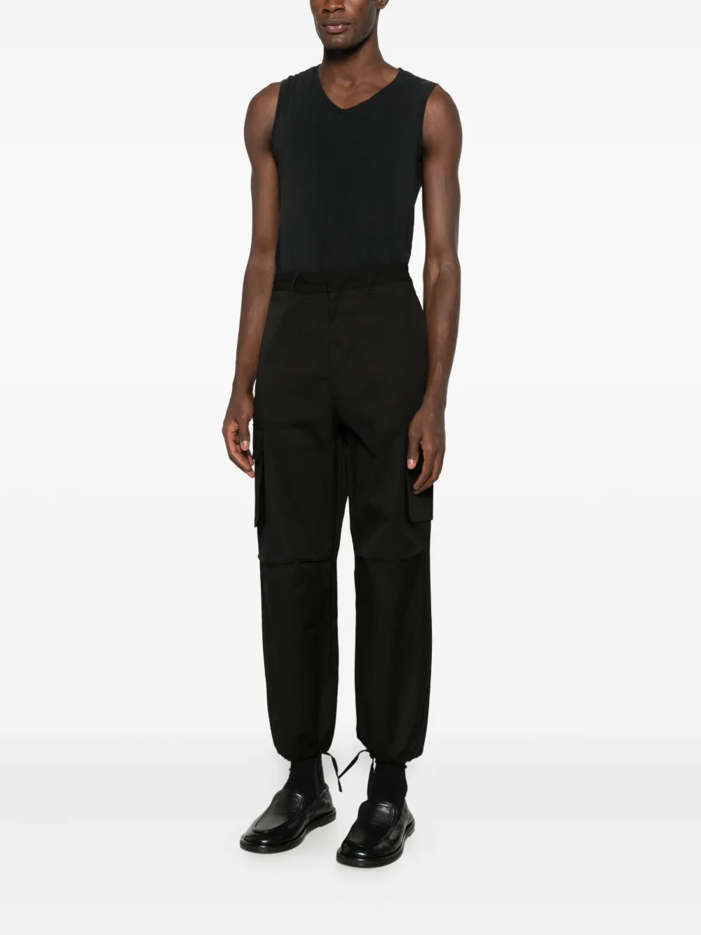 Arte Antwerp Cargo-pocket Tie-hem Pants In Black