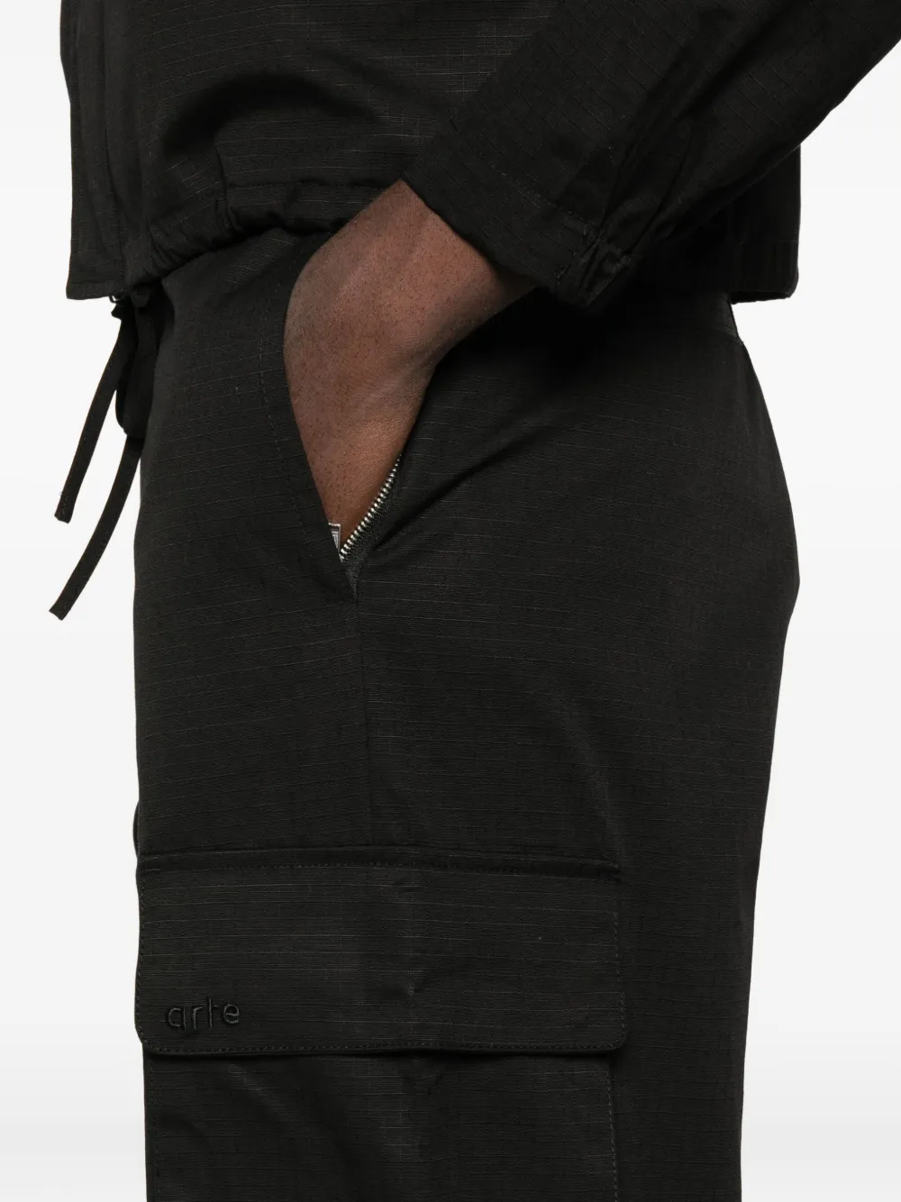 Arte Antwerp Cargo-pocket Tie-hem Pants In Black