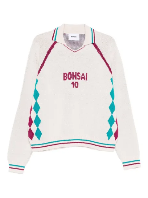Bonsai diamond-pattern polo jumper