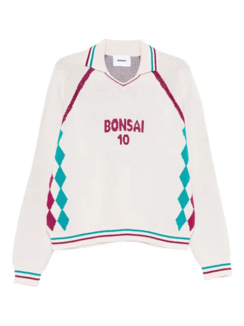 Bonsai diamond-pattern polo jumper