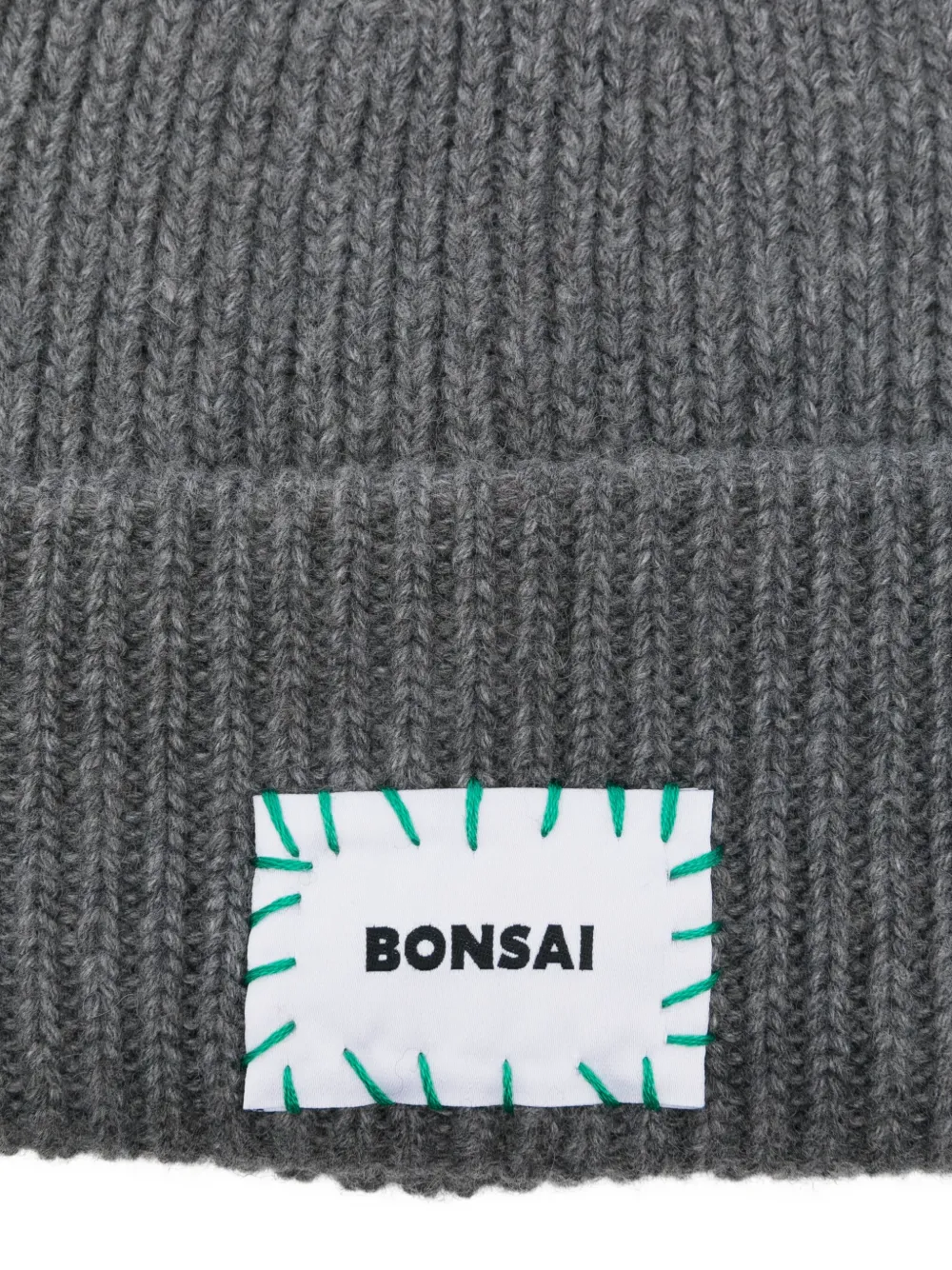  Bonsai Logo Ribbed Beanie Hat - Grey 
