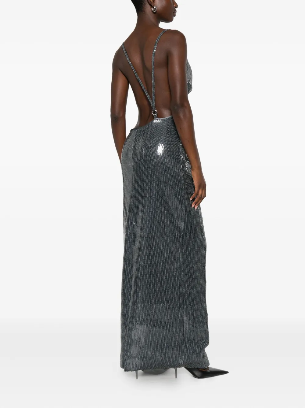 Coperni cowl-neck strap dress - Grijs