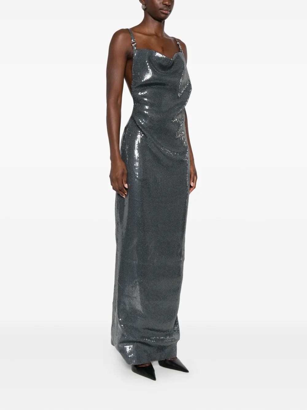 Coperni Women Ruched Sequin-embellished Gown In Gray