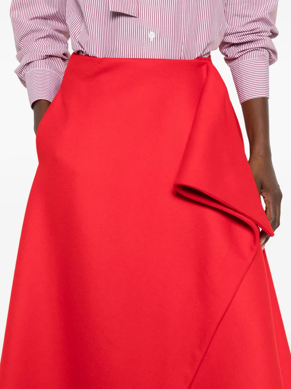 Rochas Ruffle Midi Skirt In Red