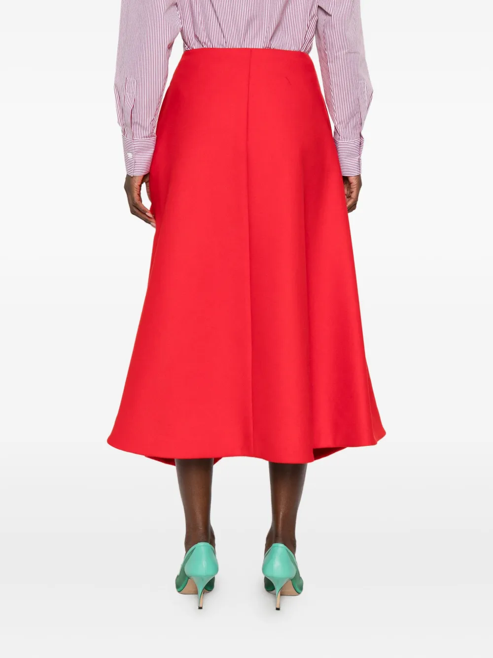 Rochas Ruffle Midi Skirt In Red