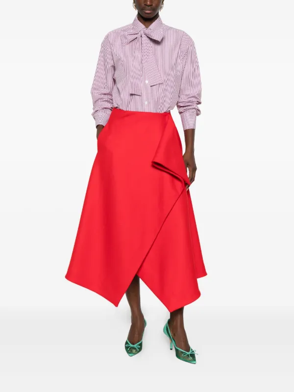 Rochas Ruffle Midi Skirt Red FARFETCH IN