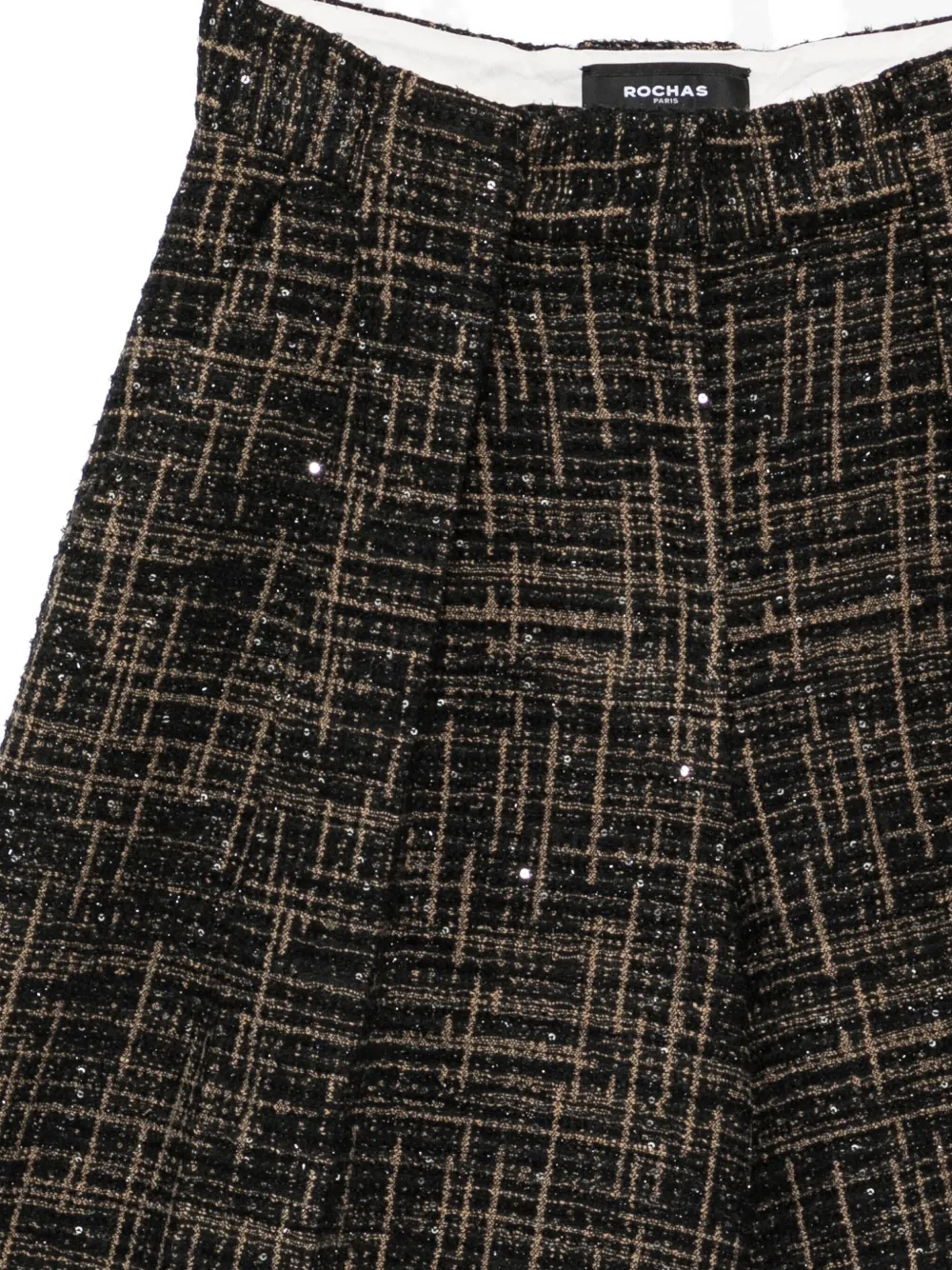 Rochas Sequin-embellished Checked Trousers In Black