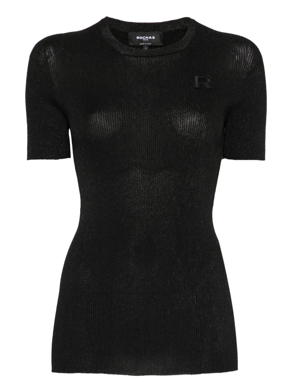 Rochas logo-appliqué knitted T-shirt | Black | Image 1