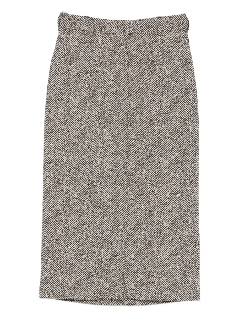 Rochas Herringbone Midi Skirt In Gray
