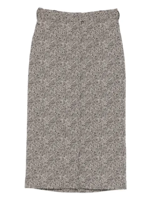 Rochas herringbone midi skirt