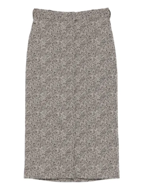 Rochas herringbone midi skirt