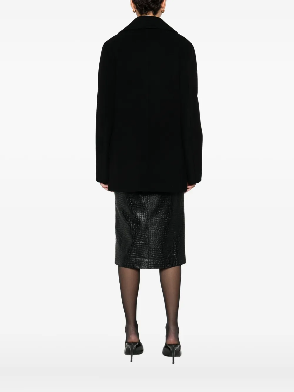 Manuel Ritz Buttoned Wool-blend Peacoat In Black