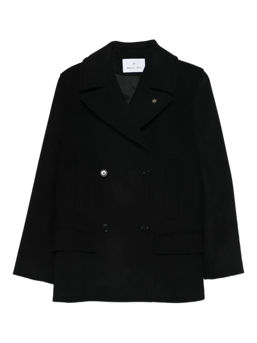 Manuel Ritz buttoned wool-blend peacoat | Black | Image 1