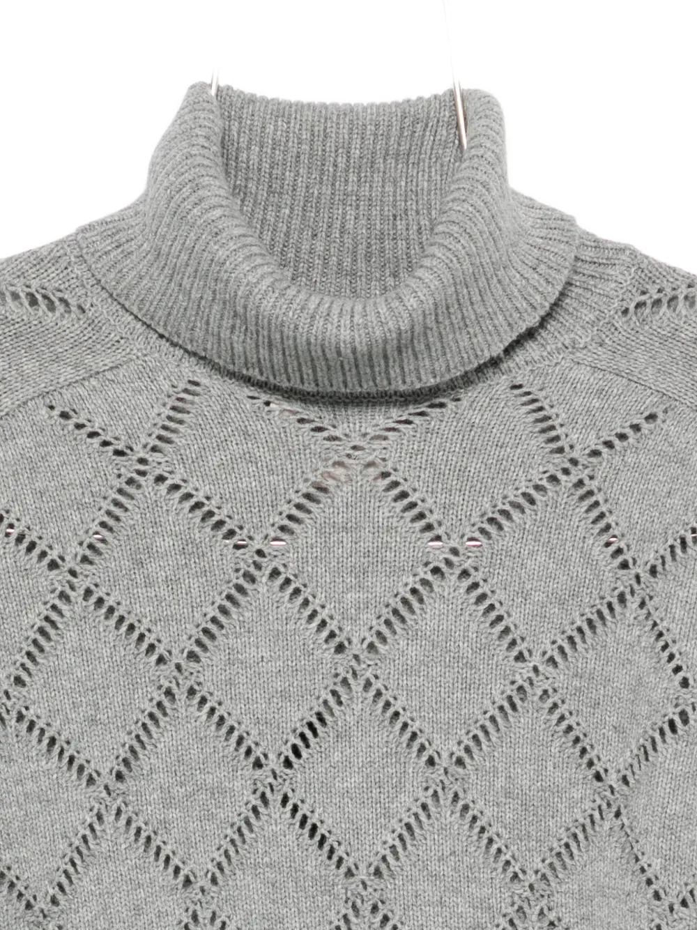 Semicouture Cropped Knit Sweater With Diamond-patterned Openwork Design In Gray