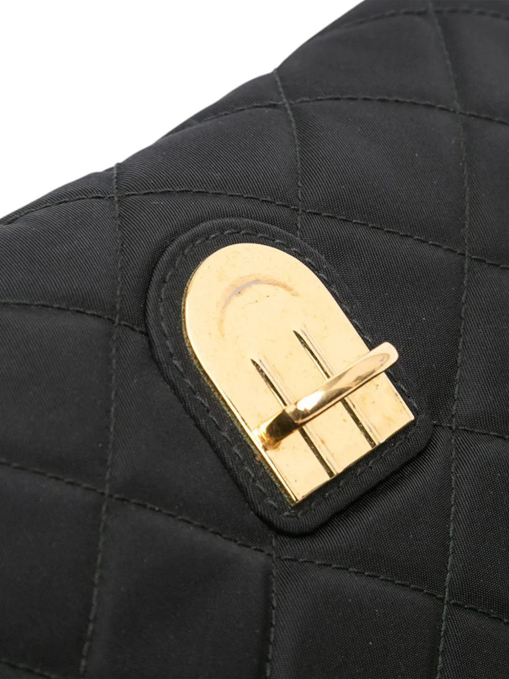 Pre-owned Prada 2000-2025 Impuntu Tessuto Chain Crossbody Bag In Black