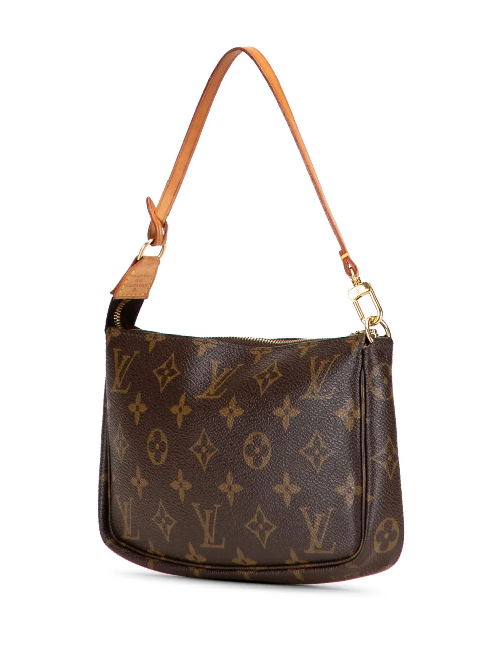 Pre-owned Louis Vuitton 2002 Monogram Pochette Accessoires Shoulder Bag In Brown