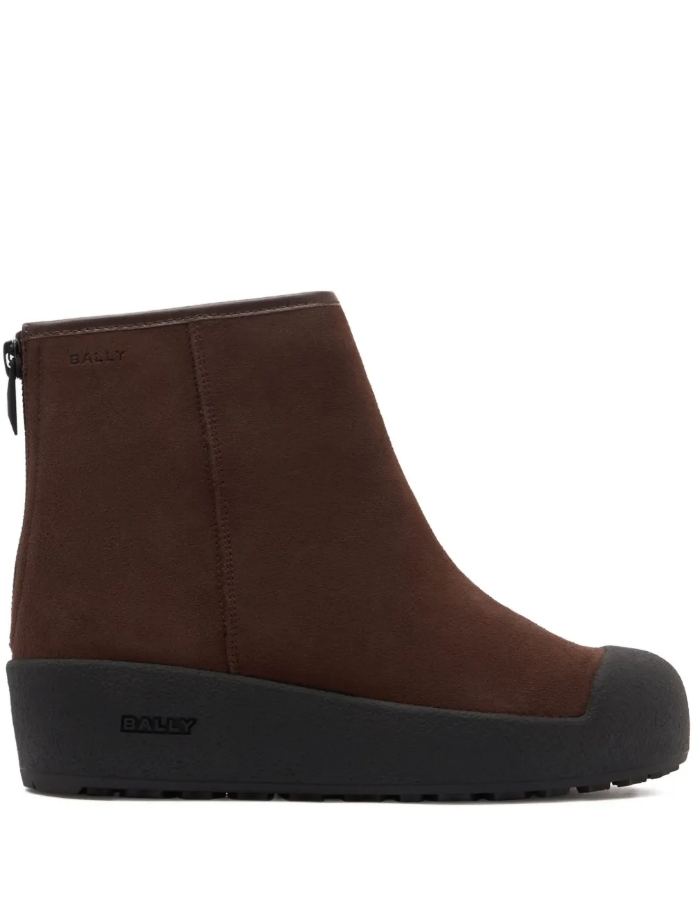 Bally Laarzen met rits en logo Bruin