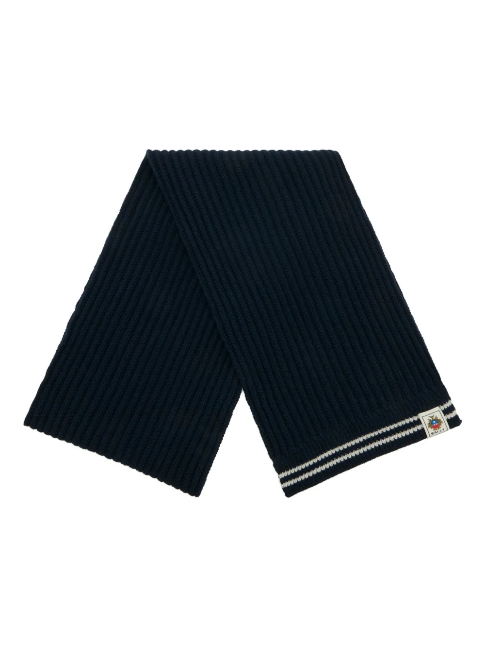 Bally Stripes Crest-label Wool Scarf In Blue