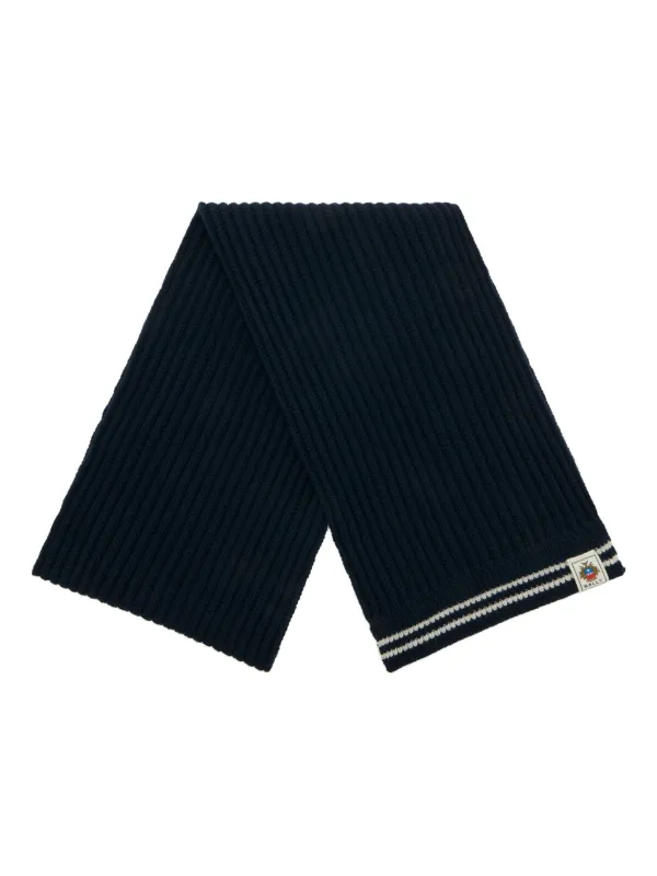 Bally Stripes Crest-label Wool Scarf in Blue